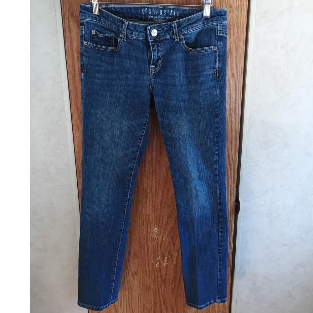 Aeropostale Skinny Jeans Low Rise 6 Short Y2K 2010s Blue Denim 28 Inseam